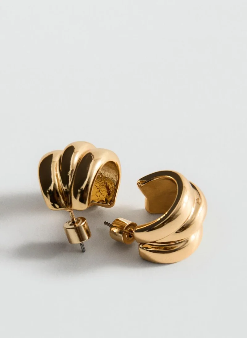 MANGO Embossed semi-hoop earrings